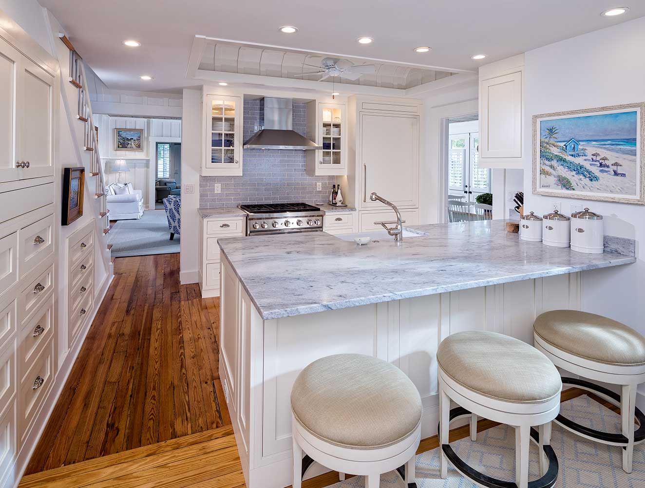 Coastal kitchen with custom cabinetry